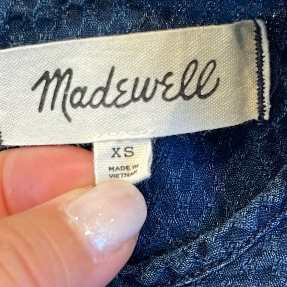 Madewell Dress Indigo Ruffled-Bodice Tiered Midi Dress Women’s XS Cottage-core - Picture 3 of 10